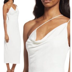 MISHA Saira Asymmetric Cowl Neck Cocktail Dress
